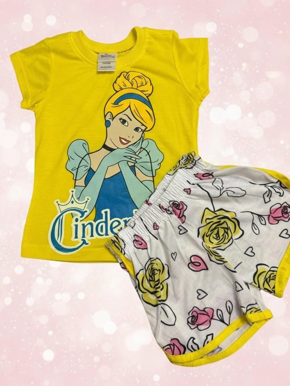 Cinderella Yellow Short Sleeve Kids Pajama Set